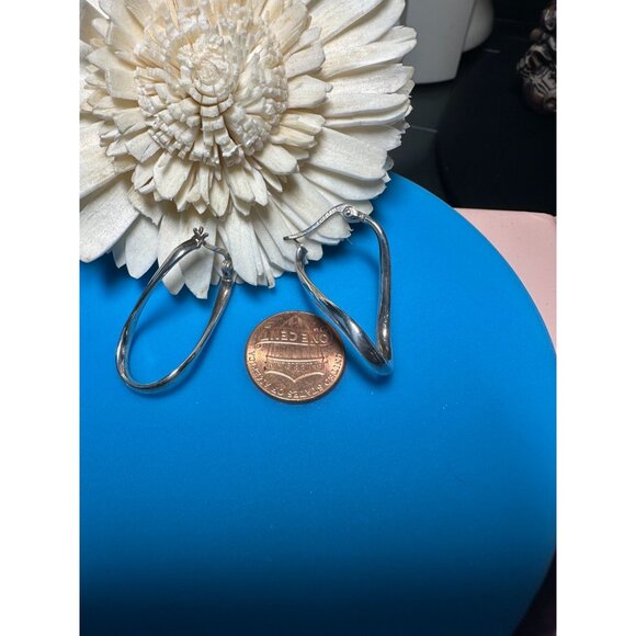 CHAM 925 Sterling Wavey Hoop Earrings - Picture 2 of 3